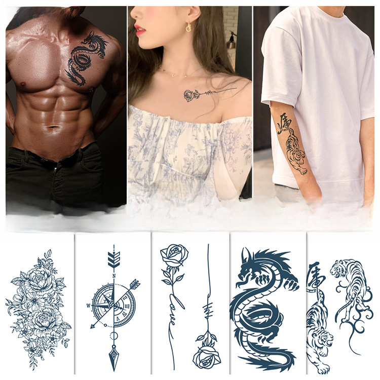 herbal tattoo stickers long-lasting waterproof juice stickers Eagle scorpion Internet celebrity arm half arm simulation tattoo stickers