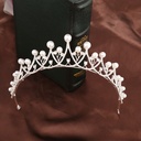 Korean Style Children's Crown Alloy Pearl Crown Bride Wedding Dress Foil Hair Hoop Dinner Performance Head