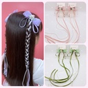 Sweetheart coco pastoral style flower bow long ribbon hairpin children's summer cool sweet braided hair hair accessories