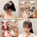 Pre-sale Korean Style Children's Milk Coffee Hairpin Little Girl Sweet Plaid Bow Hairpin Headwear Lace Lace