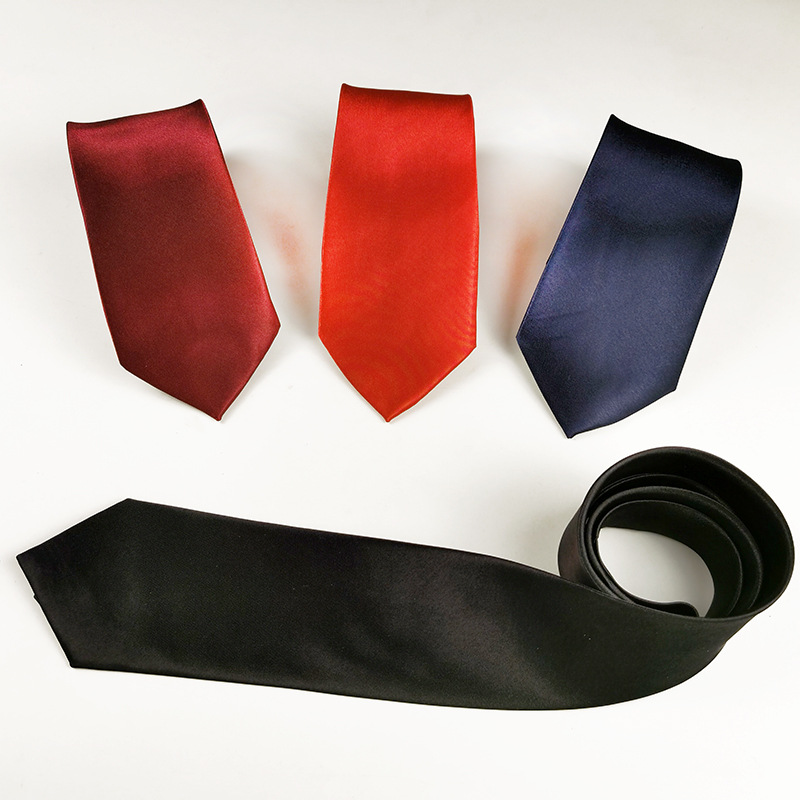 Tie men's smooth solid color 8cm business formal business wear hand wide tie wedding red and black