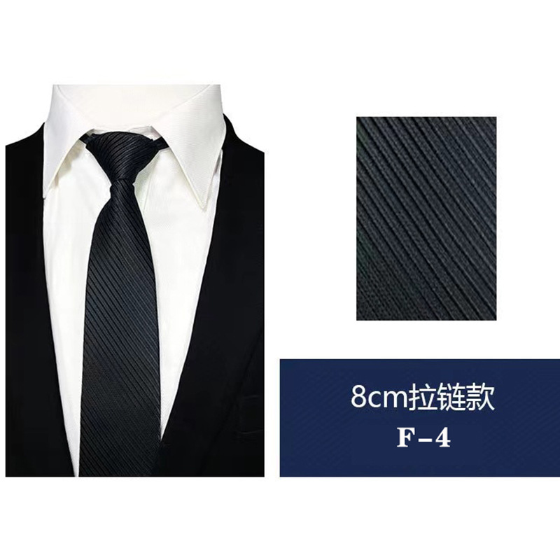 Suit Tie Business Style Zip Knot Free Blue Black Men's Tie Red Stripe
