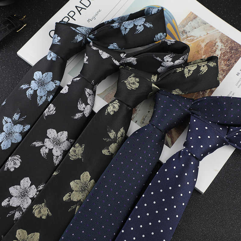 Men's tie business formal jacquard polyester 7cm tie spot work professional tie factory direct supply