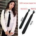 Men and women students 5cm zipper small tie ins lazy short narrow version black business team performance black