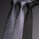 新款8CM黑灰色领带新郎结婚领带 斜条纹西服配饰手打领带批发现货
