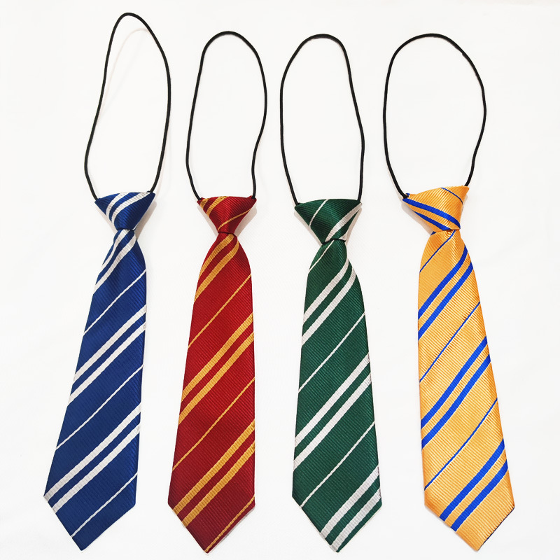 Harry Potter Striped Simple Knot-free Short Tie Rubber Strand Shirt Uniform Decoration Accessories Photography Props