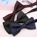 Matte Bow Tie Men's Wine Red Black Navy Blue Wedding Ceremony Groom Best Man Korean Style Solid Color Double Layer Bow