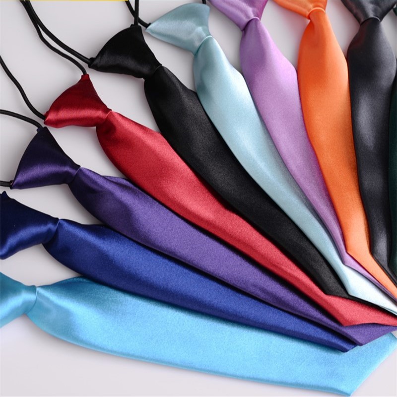 28cm solid color rubber band Small tie monochrome children's tie short tie boy accessories school uniform tie