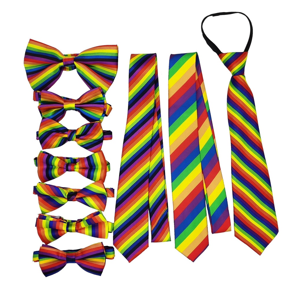 Colorful colorful striped tie rainbow tie casual fashion tie zipper elastic tie spot
