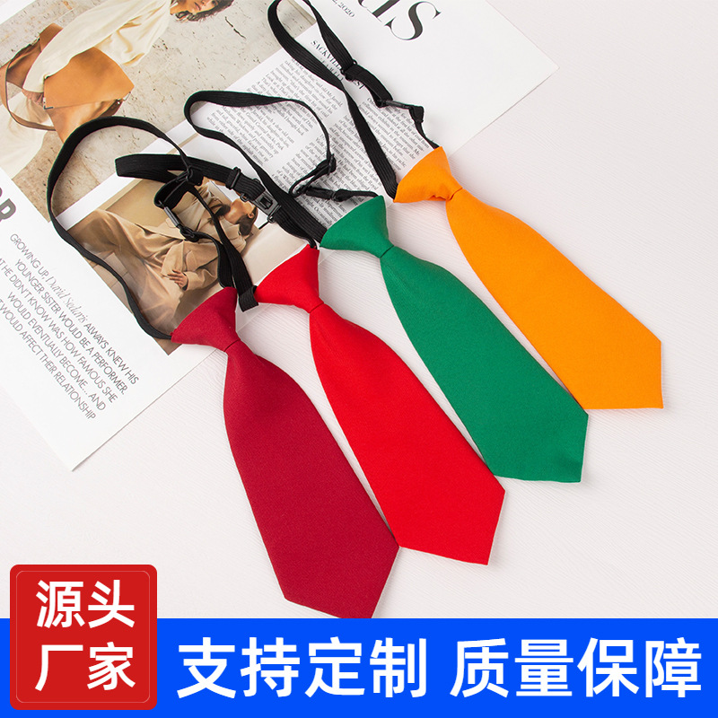 JK solid color rubber band matte children's tie-free manufacturer in stock 7cm zip-free lazy collar