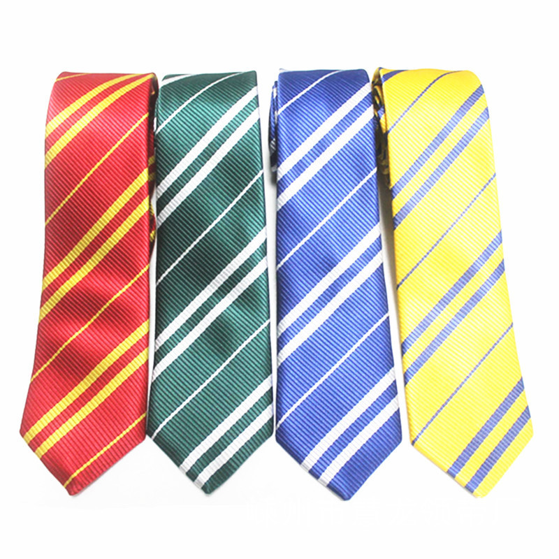 Harry Potter Badge Tie Gryphindor Slytherin Ravenclaw Academy Style Stripe Tie