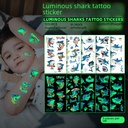 children's cartoon luminous shark tattoo stickers waterproof cute boys and girls stickers spot custom