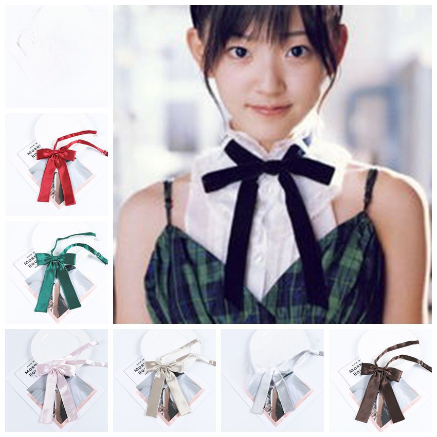 Japanese solid color JK uniform matching no-play floating Belt collar bow