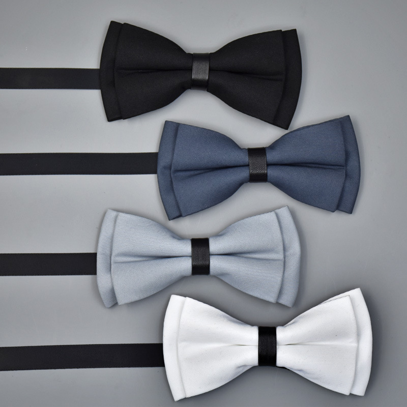 Men's Solid Color Plain Bow Tie Plain Elegant Bow Tie Collar Flower Double Flat Head Single Color Cotton Bow Tie