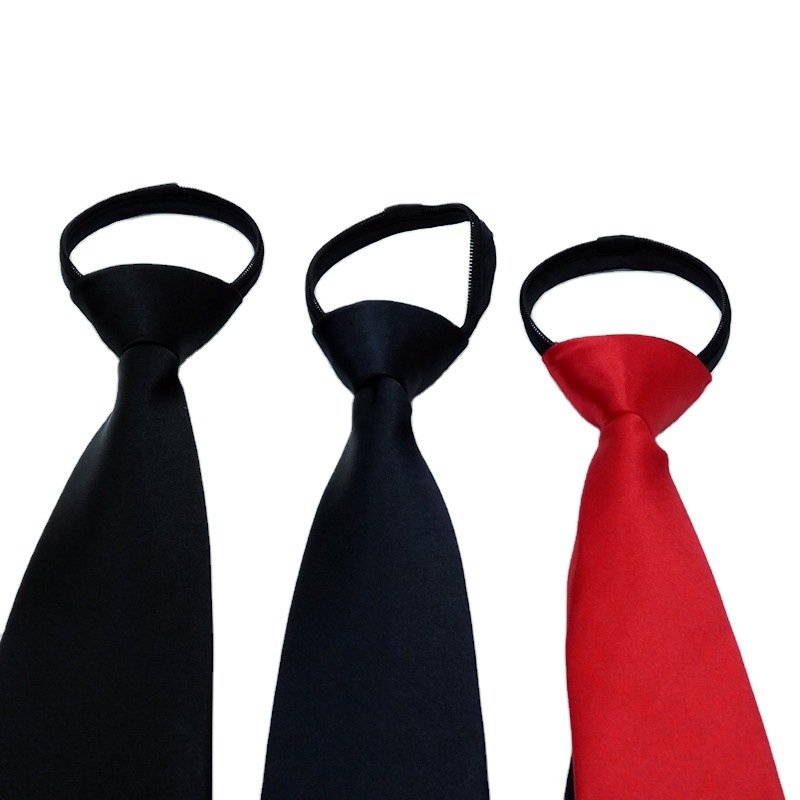 8cm Zipper Tie Easy to Pull Black Tie Lazy Tie No Knot Men's Business Wear Tie Spot