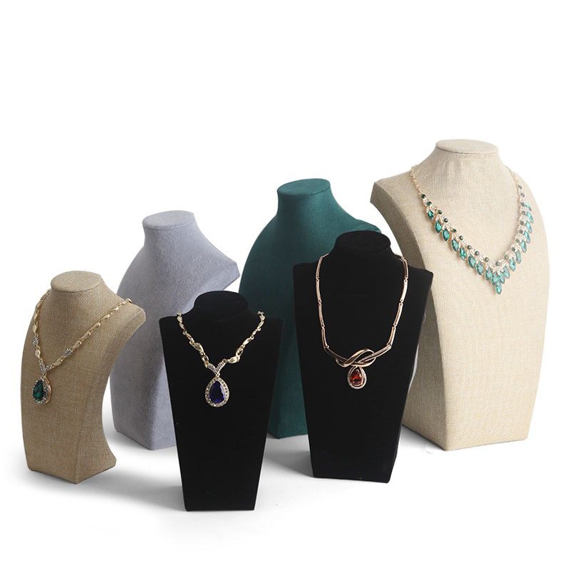 High-grade flannel necklace display stand suede model portrait neck display stand imitation resin props manufacturers
