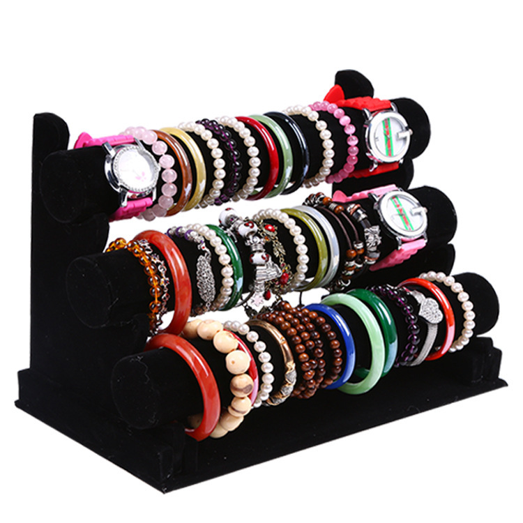 Down cloth three-layer bracelet display stand bracelet watch stand head rope hair ring jewelry display stand bracelet rack