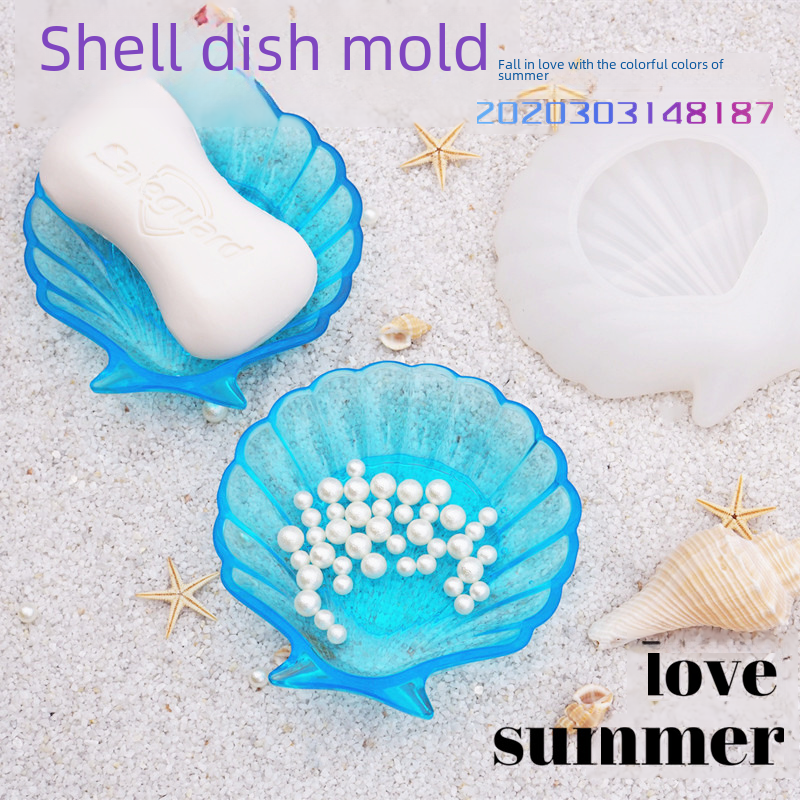 diy Crystal epoxy mirror marine shell dish plate storage box table resin decoration silicone mold cover