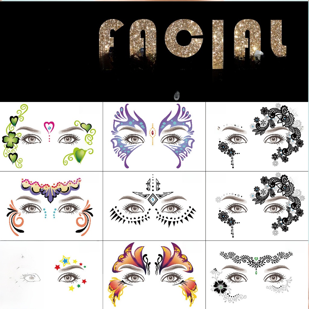 Halloween face stickers eyebrow eye temporary tattoo stickers makeup face dress tattoo stickers waterproof