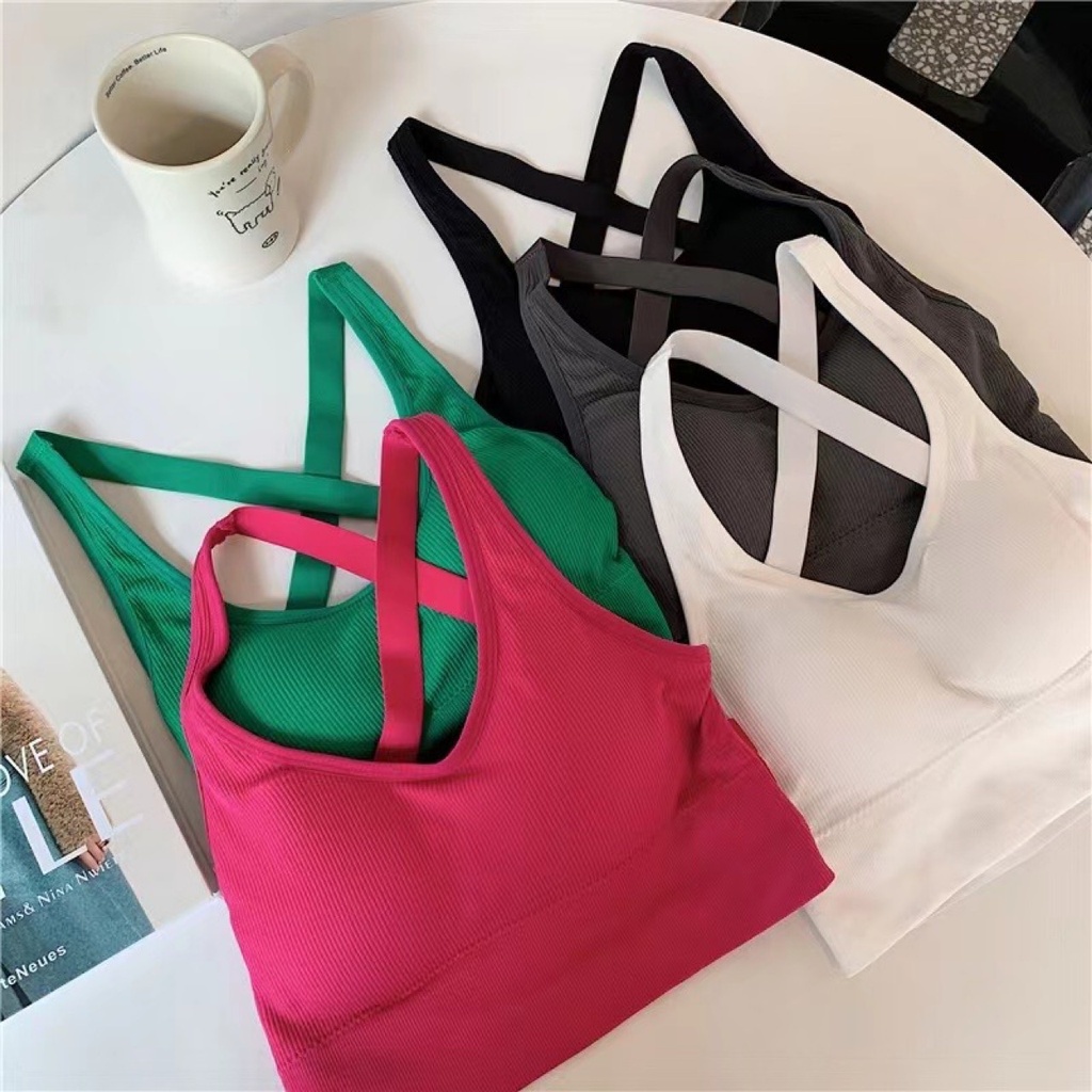 Beautiful Back Wrapped Chest Hot Girl ins Design Sense Underwear Short Sling with Chest Pad Inner Tube Top Sexy Sports Vest