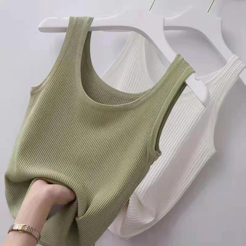 40.00 kg-100.00 kg Sling Threaded Vest Women's Large Size Slim-fit Outer Wear Inner Base Shirt Sleeveless Thin Factory Outlet