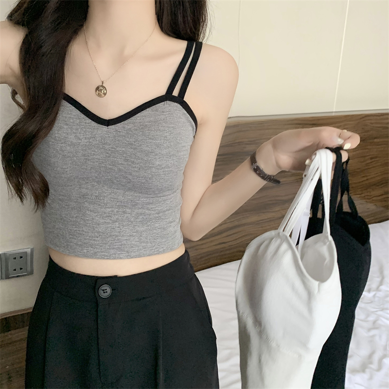 Beautiful Back Underwear One-piece Bra Vest Tube Top Wrapped Chest Sling with Chest Pad Base Anti-slip Thin Belt Women's Summer