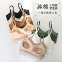 Pure Cotton bra Vest One-piece Fixed Coaster Wear-free bra Sling Wrap Chest Beautiful Back Student Girl Gathered Tube Top