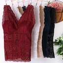 Sexy Lace Beautiful Back Camisole Women's Belt Chest Pad Inner Slim-fit Mid-length Hollow-out Thin Base Underwear for Summer