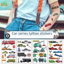 Car Tattoo Sticker Waterproof Children's Cartoon Cognitive Toy Disposable Temporary Tattoo Paper Vehicle Sticker