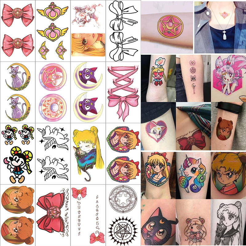Factory Direct supply plant ink printing cartoon pretty girl warrior easy to remove tattoo stickers personalized tattoo stickers customization