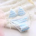 Lace-up Strap Secondary Blue and White Stripe Suit Blue and White Fat Inner Two-piece Suit EE01