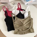 Hot Girl Sexy Beautiful Back Small Camisole Vest Women's Inner Wear Summer Short Cross Belt Chest Pad Base Sleeveless Top Fashionable