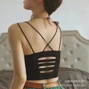 6029 thick cup Ice Silk seamless hollow-out beauty back wrapped chest thin strap cross tube top women's underwear inner mid-length vest