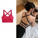 Cross Strap Beautiful Back Sports Vest Hot Girl Short Anti-glare Slimming Inner Wear Outer Wear Shock-proof Bra Pad Tube Top