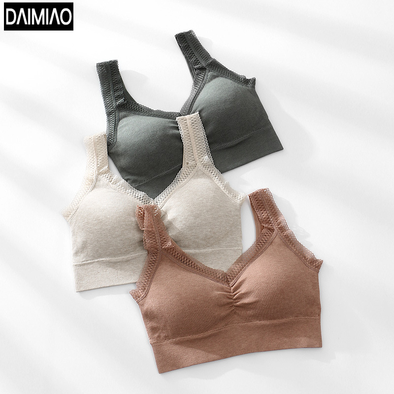 nude ammonia lace back wrapped chest fashion U back sports underwear women's wireless bra base vest tube top