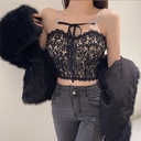 French style lace beauty back underwear women's leaky collarbone pure desire short sleeveless wrapped chest vest sexy niche tube top