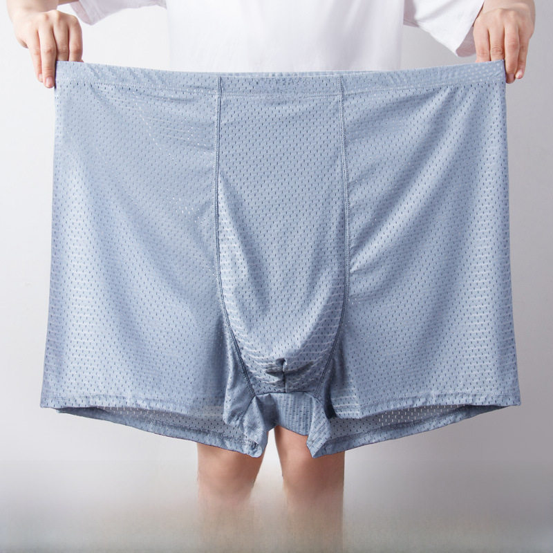 Mesh Ice Silk Underwear Men's Large Size Boxer Underwear Big Fat Man Fat Man Nylon Large Breathable Summer 400 Jin