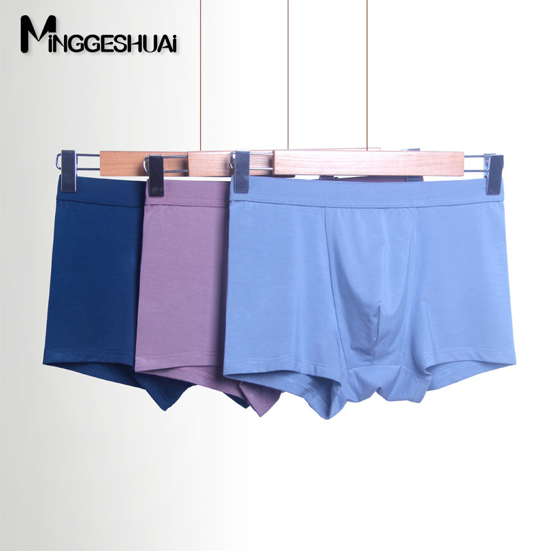 Boxer underwear men's underwear modal solid color brand waist sexy underwear comfortable breathable