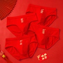 Autumn and Winter Men's Underwear Cotton Mid-waist Dragon Year Big Red Life Year Bags Skin-friendly Breathable Briefs