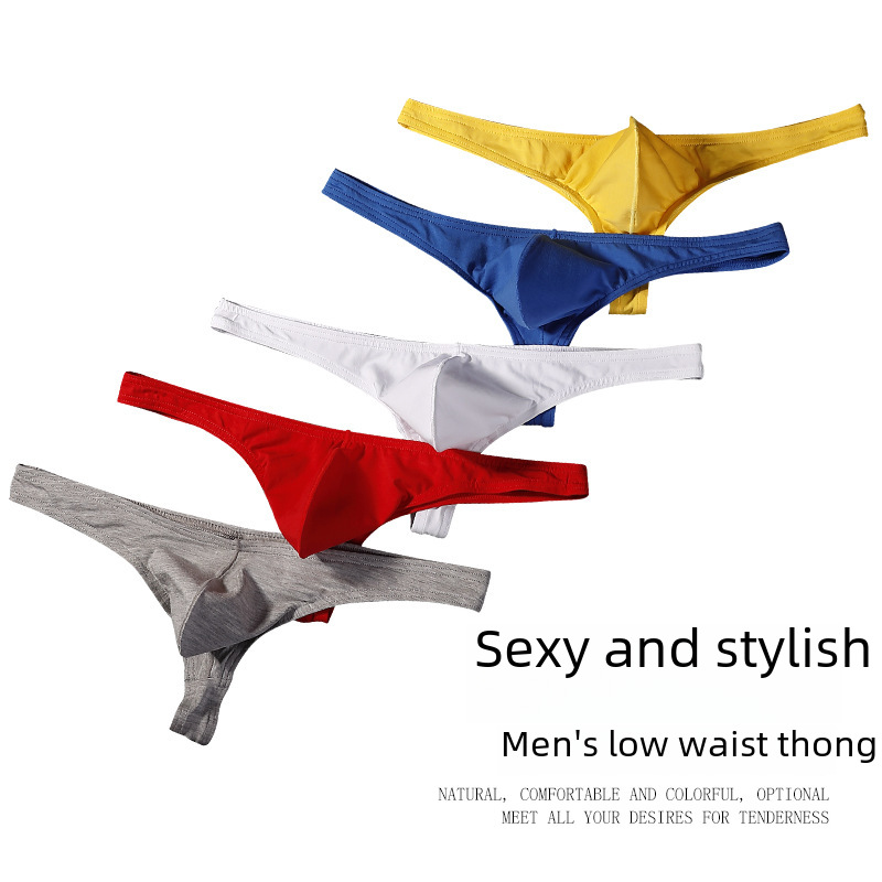 Men's underwear thong cotton t pants head breathable U convex hip thong cotton underwear men's sexy low waist underwear