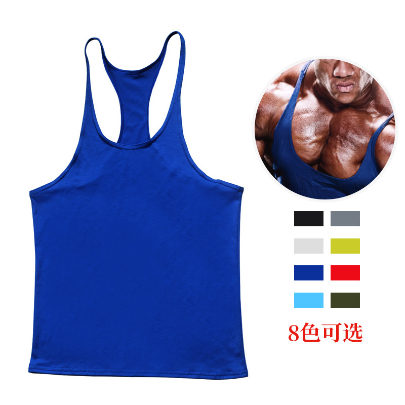 men's curling sports bodybuilding cotton blend manufacturers fitness clothing I-shaped vest