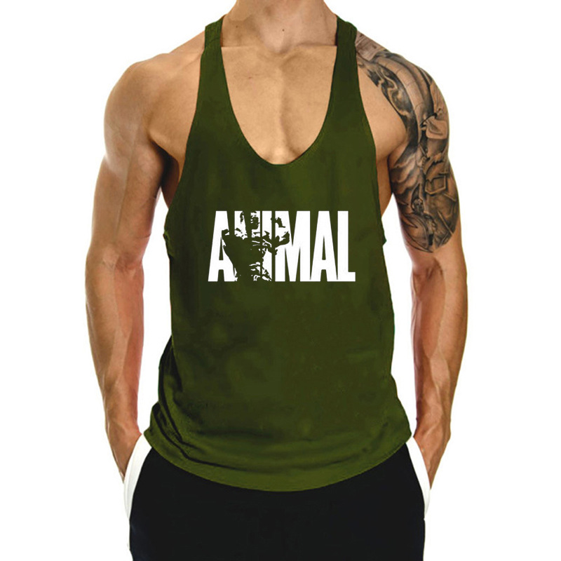 Round neck casual running training I-shaped sports vest custom logo loose sleeveless Men's Fitness undershirt