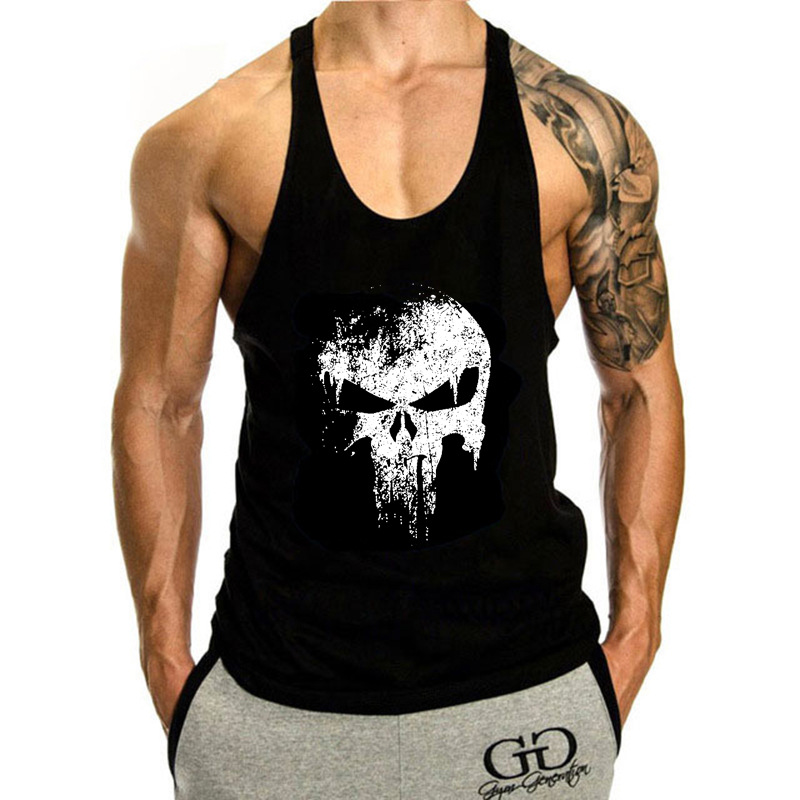 Training Fitness Leisure Large Size Cotton I-Character Sports Vest Men's Custom Logo Sleeveless T-Shirt