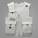 spring and summer outdoor leisure multi-pocket versatile thin waistcoat stand collar photography fishing vest men