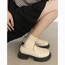 Retro British style leather shoes for women spring fashion all-match casual thick bottom increased big toe single-layer shoes