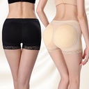 fake butt hip-lifting underwear lace mesh body shaping pants with plug pad hip-lifting pants hip-shaping belly-contracting boxer women's pants