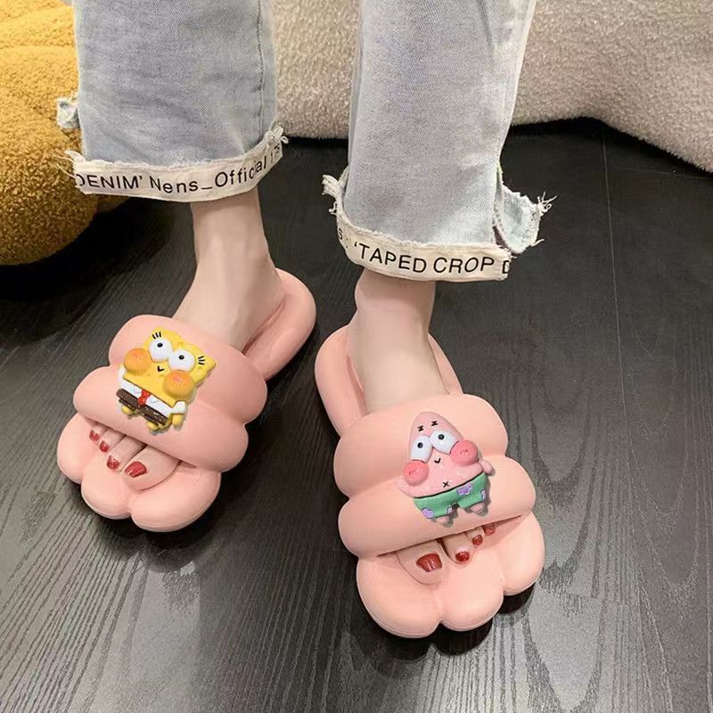 Dung Slippers Women's Indoor Home Cute Cartoon Thick Sole Summer Couples Can Wear Non-slip Sandals for Men