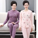 Middle-aged and Elderly Women's Pure Cotton Thermal Underwear Set Old Lady's Autumn Clothes and Pants Half-high Collar Warm Line and Pants