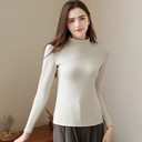 Women's Velvet Thermal Underwear in Autumn and Winter with Velvet Thickened Wool Silk Half-High Neck Slim-Fit Inner Outer Wearable Top