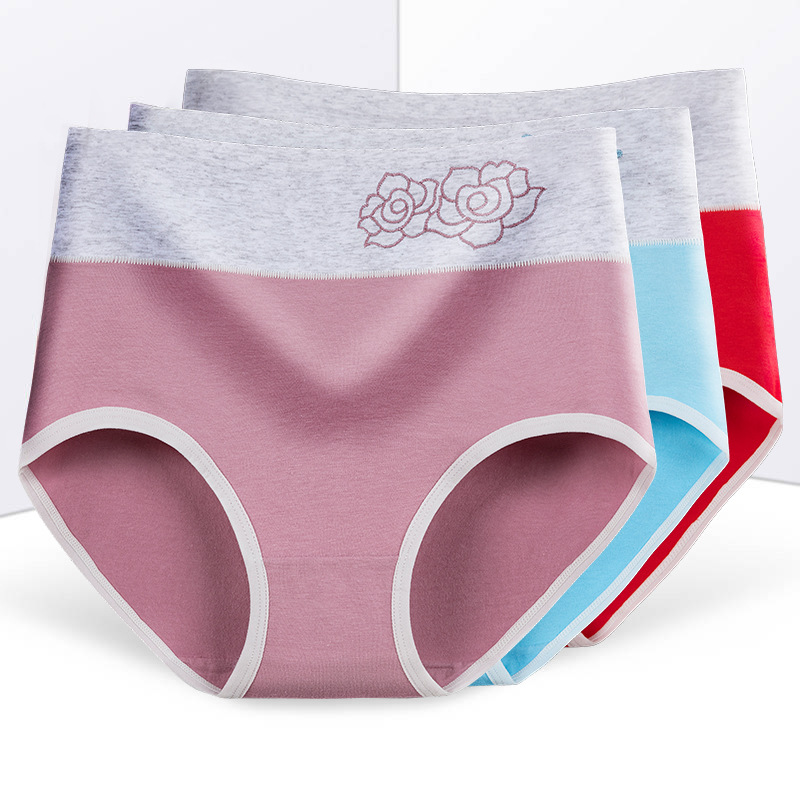 Explosions high waist ladies underwear postpartum embroidery large size cotton sexy briefs manufacturers